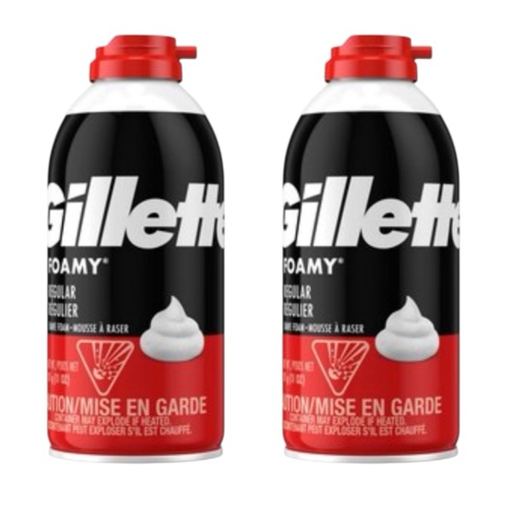 Gillette Shave Foam 2 Pack Regular Foamy Classic Soft Mens Smooth Red FC1